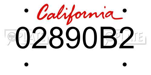 02890B2 California License Plate