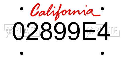 02899E4 California License Plate