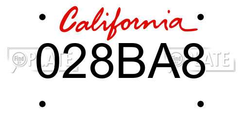 028BA8 California License Plate