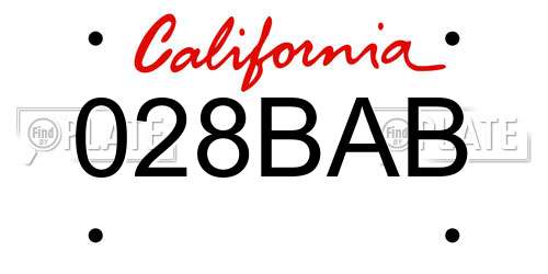 028BAB California License Plate
