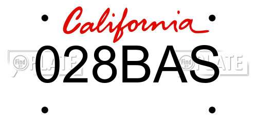 028BAS California License Plate