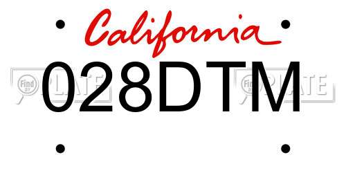 028DTM California License Plate