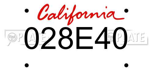 028E40 California License Plate