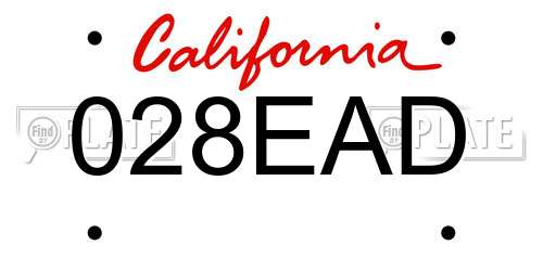 028EAD California License Plate
