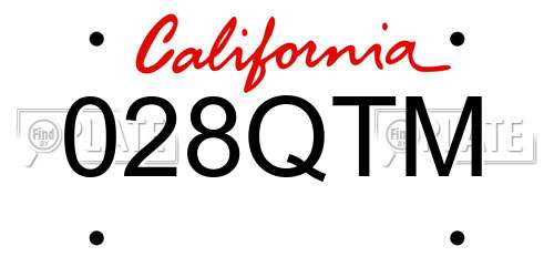 028QTM California License Plate