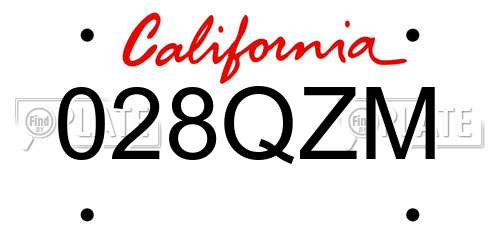 028QZM California License Plate