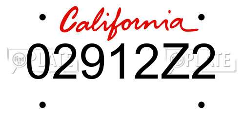 02912Z2 California License Plate