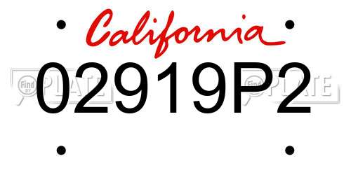 02919P2 California License Plate