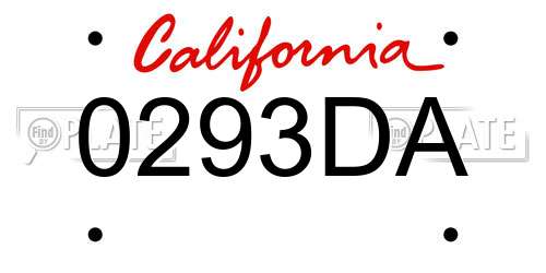 0293DA California License Plate