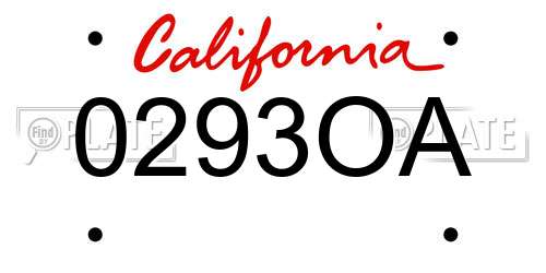 0293OA California License Plate