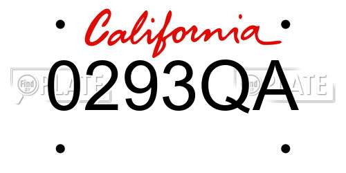 0293QA California License Plate