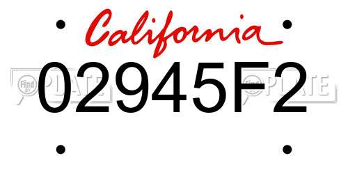 02945F2 California License Plate