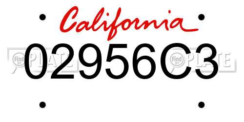 02956C3 California License Plate