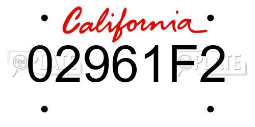 02961F2 California License Plate