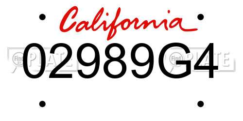 02989G4 California License Plate