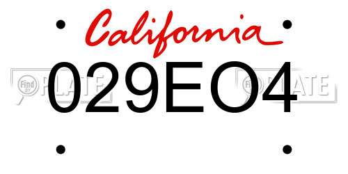 029EO4 California License Plate