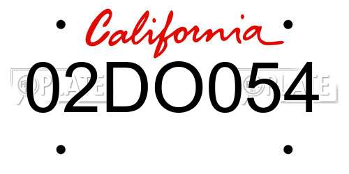 02DO054 California License Plate