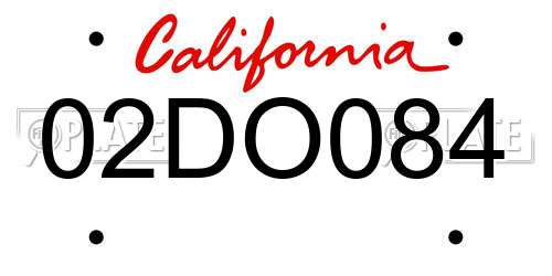 02DO084 California License Plate