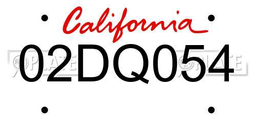 02DQ054 California License Plate