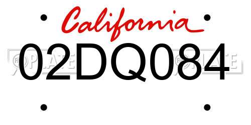 02DQ084 California License Plate