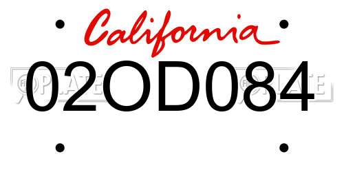 02OD084 California License Plate