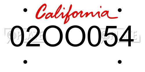 02OO054 California License Plate