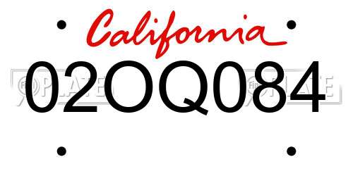 02OQ084 California License Plate