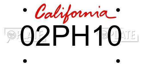 02PH10 California License Plate