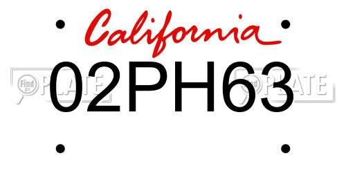 02PH63 California License Plate
