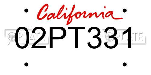02PT331 California License Plate