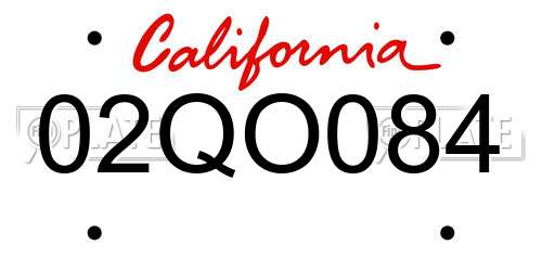 02QO084 California License Plate