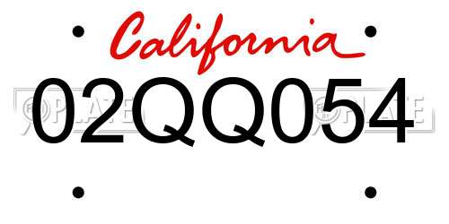 02QQ054 California License Plate
