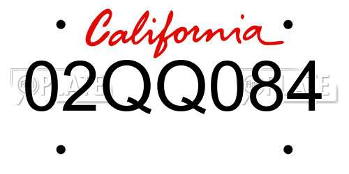 02QQ084 California License Plate