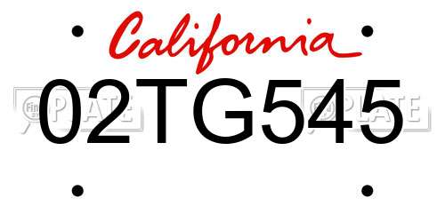 02TG545 California License Plate
