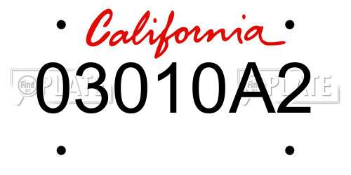 03010A2 California License Plate