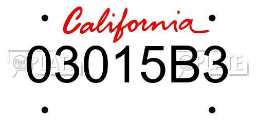 03015B3 California License Plate