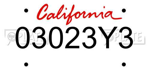 03023Y3 California License Plate