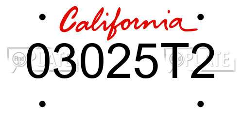 03025T2 California License Plate