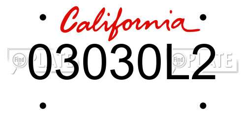 03030L2 California License Plate