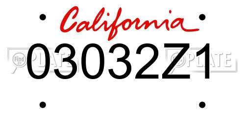 03032Z1 California License Plate