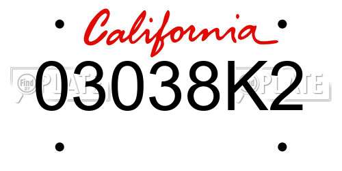 03038K2 California License Plate