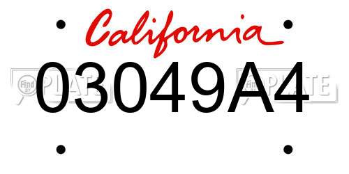 03049A4 California License Plate