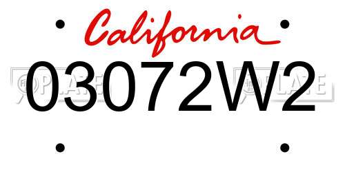 03072W2 California License Plate