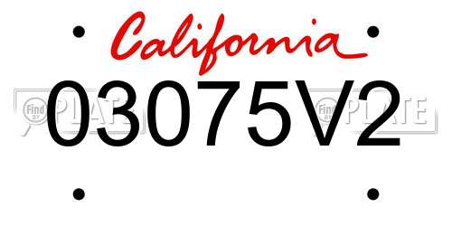 03075V2 California License Plate