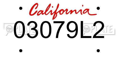 03079L2 California License Plate
