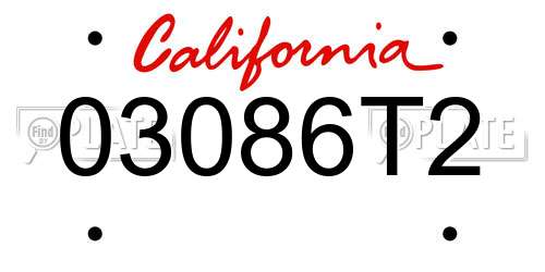 03086T2 California License Plate
