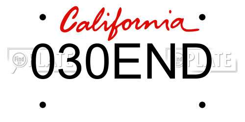 030END California License Plate
