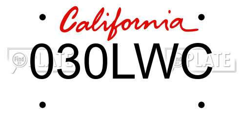 030LWC California License Plate
