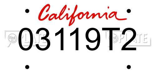 03119T2 California License Plate