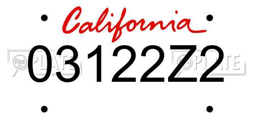 03122Z2 California License Plate